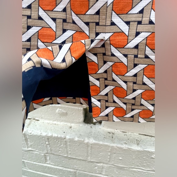 Banana Republic Orange White Navy Patterned Pencil Skirt Size 2 - Picture 5 of 5